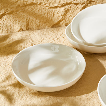 CoreClay 22oz White Ceramic Pasta Bowls, Set of 4 – 7.6 Inch Salad and Serving Bowls for Dinner, Salad, and More – Microwave & Dishwasher Safe
