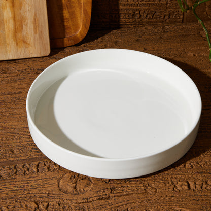 Cloudware Large White Plates – 42oz Porcelain Salad Serving Plates Set of 2, Stackable Dinnerware for Pasta, Salad, and More, Microwave & Dishwasher Safe