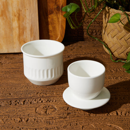 Cloudware French Embossed White Butter Crock with Lid – Floral Relief Pattern & Water Seal – Countertop Butter Keeper for Fresh, Spreadable Butter