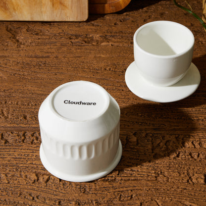 Cloudware French Embossed White Butter Crock with Lid – Floral Relief Pattern & Water Seal – Countertop Butter Keeper for Fresh, Spreadable Butter