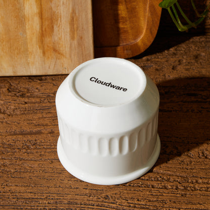 Cloudware French Embossed White Butter Crock with Lid – Floral Relief Pattern & Water Seal – Countertop Butter Keeper for Fresh, Spreadable Butter