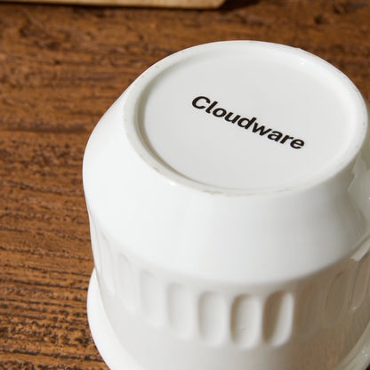 Cloudware French Embossed White Butter Crock with Lid – Floral Relief Pattern & Water Seal – Countertop Butter Keeper for Fresh, Spreadable Butter